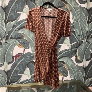 VICI brown polka dot wrap dress